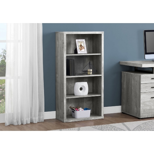 48"H Bookcase in Grey Wood Grain w/ Adjustable Shelves